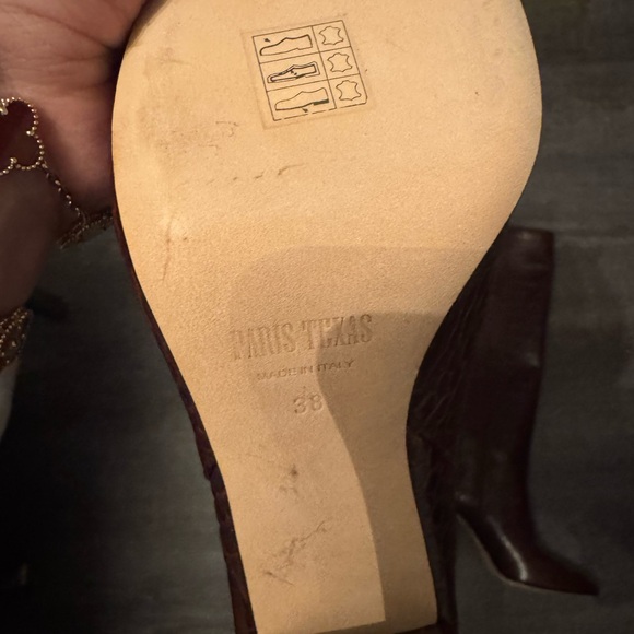 Paris Texas Dark Brown Croc-Embossed Heeled Boots - Picture 2 of 3